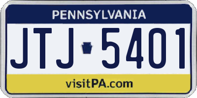 PA license plate JTJ5401
