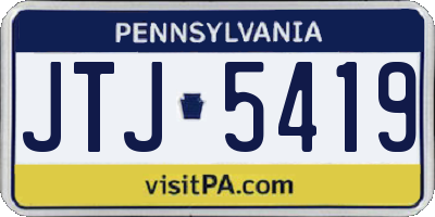 PA license plate JTJ5419