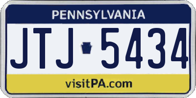 PA license plate JTJ5434