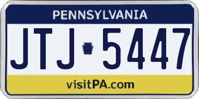 PA license plate JTJ5447
