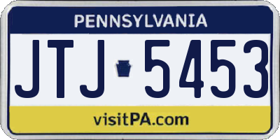 PA license plate JTJ5453
