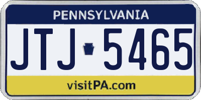 PA license plate JTJ5465