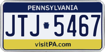 PA license plate JTJ5467
