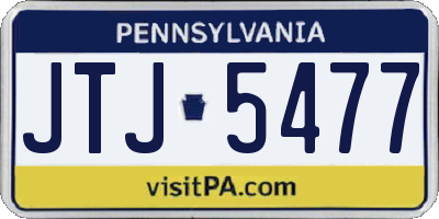 PA license plate JTJ5477