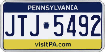 PA license plate JTJ5492
