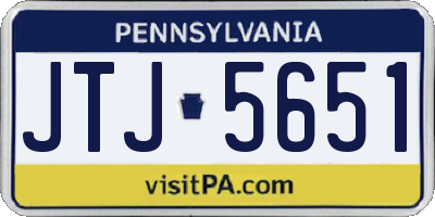 PA license plate JTJ5651