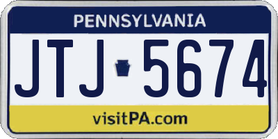 PA license plate JTJ5674