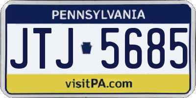 PA license plate JTJ5685