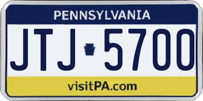 PA license plate JTJ5700