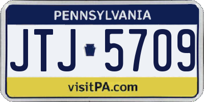 PA license plate JTJ5709