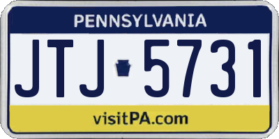 PA license plate JTJ5731