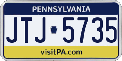 PA license plate JTJ5735