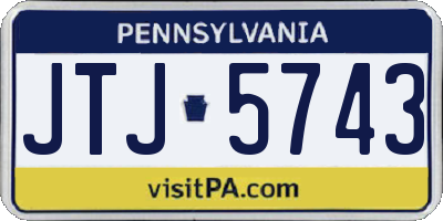 PA license plate JTJ5743