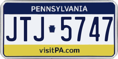 PA license plate JTJ5747