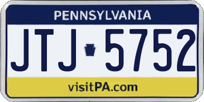 PA license plate JTJ5752