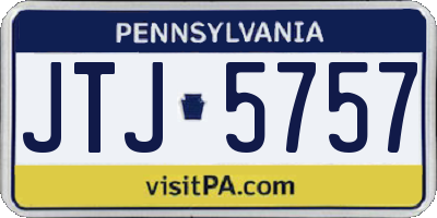 PA license plate JTJ5757
