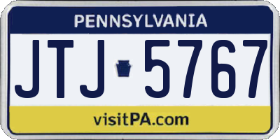 PA license plate JTJ5767