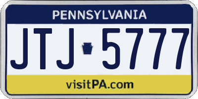 PA license plate JTJ5777