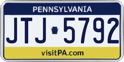 PA license plate JTJ5792