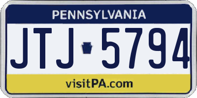 PA license plate JTJ5794