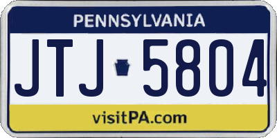 PA license plate JTJ5804