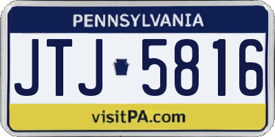 PA license plate JTJ5816