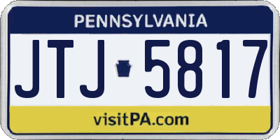 PA license plate JTJ5817