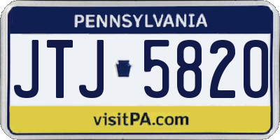 PA license plate JTJ5820