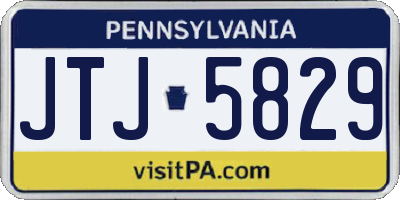 PA license plate JTJ5829