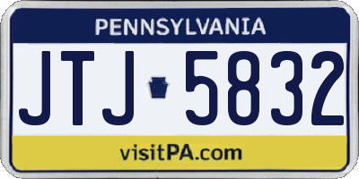 PA license plate JTJ5832