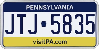 PA license plate JTJ5835