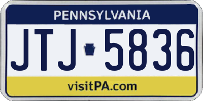 PA license plate JTJ5836