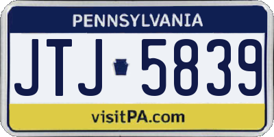 PA license plate JTJ5839