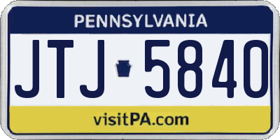 PA license plate JTJ5840