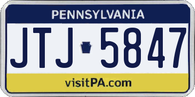 PA license plate JTJ5847