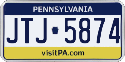 PA license plate JTJ5874