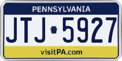 PA license plate JTJ5927