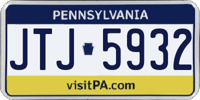 PA license plate JTJ5932