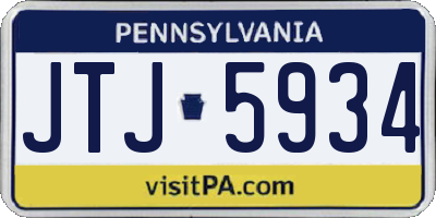 PA license plate JTJ5934