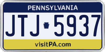 PA license plate JTJ5937