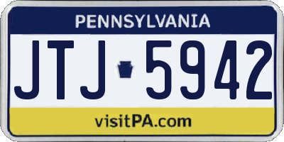 PA license plate JTJ5942