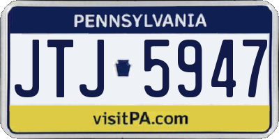 PA license plate JTJ5947