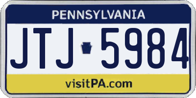 PA license plate JTJ5984