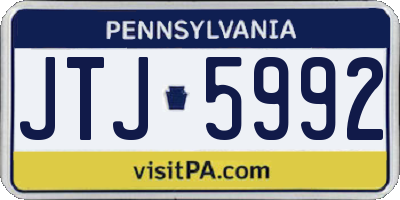 PA license plate JTJ5992