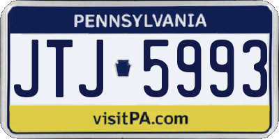 PA license plate JTJ5993