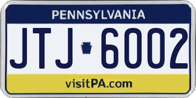 PA license plate JTJ6002