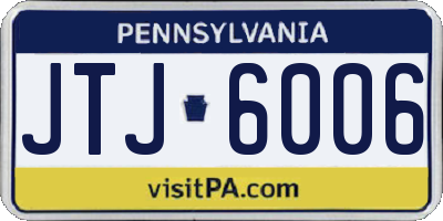 PA license plate JTJ6006