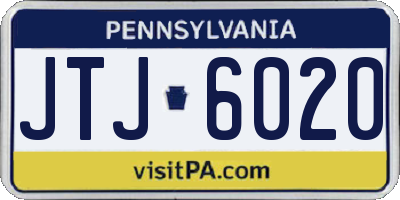 PA license plate JTJ6020