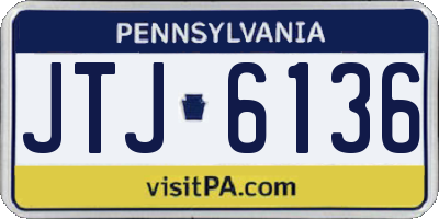 PA license plate JTJ6136