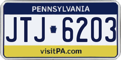 PA license plate JTJ6203